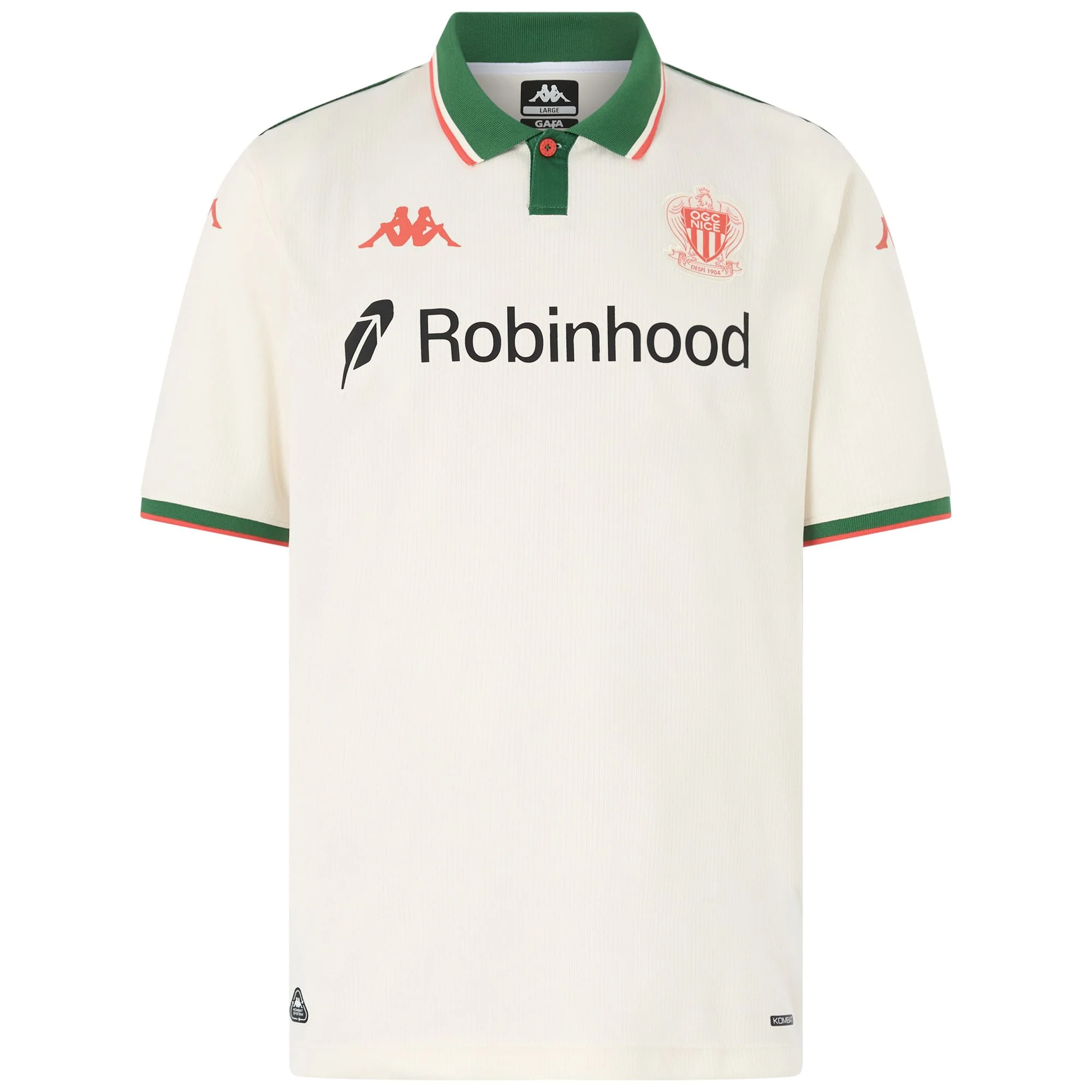 KOMBAT 2026 AWAY OGC NICE - Active Jerseys - Shirt - Man - WHITE VANILLA-GREEN ARTICHOKE-ORANGE CORAL-SPONSOR