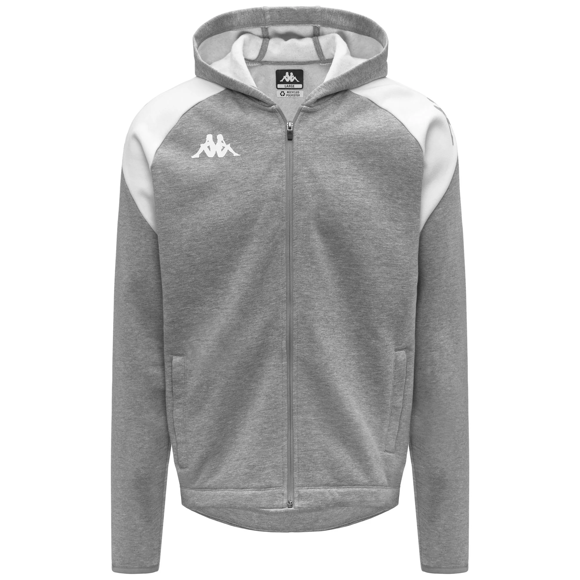 KAPPA4FOOTBALL LIANTOZI - Fleece - Hoodie Full Zip - Man - GREY MELANGE-WHITE