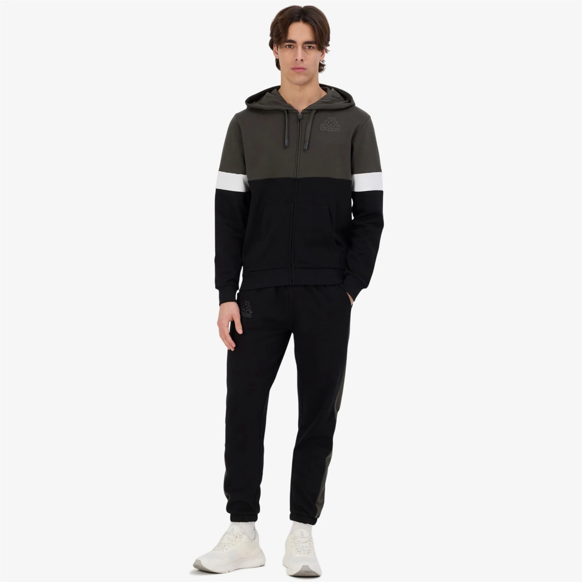 LOGO GRELO - Fleece - Jacket - Man - BLACK-BLACK BROWNISH PINO-WHITE