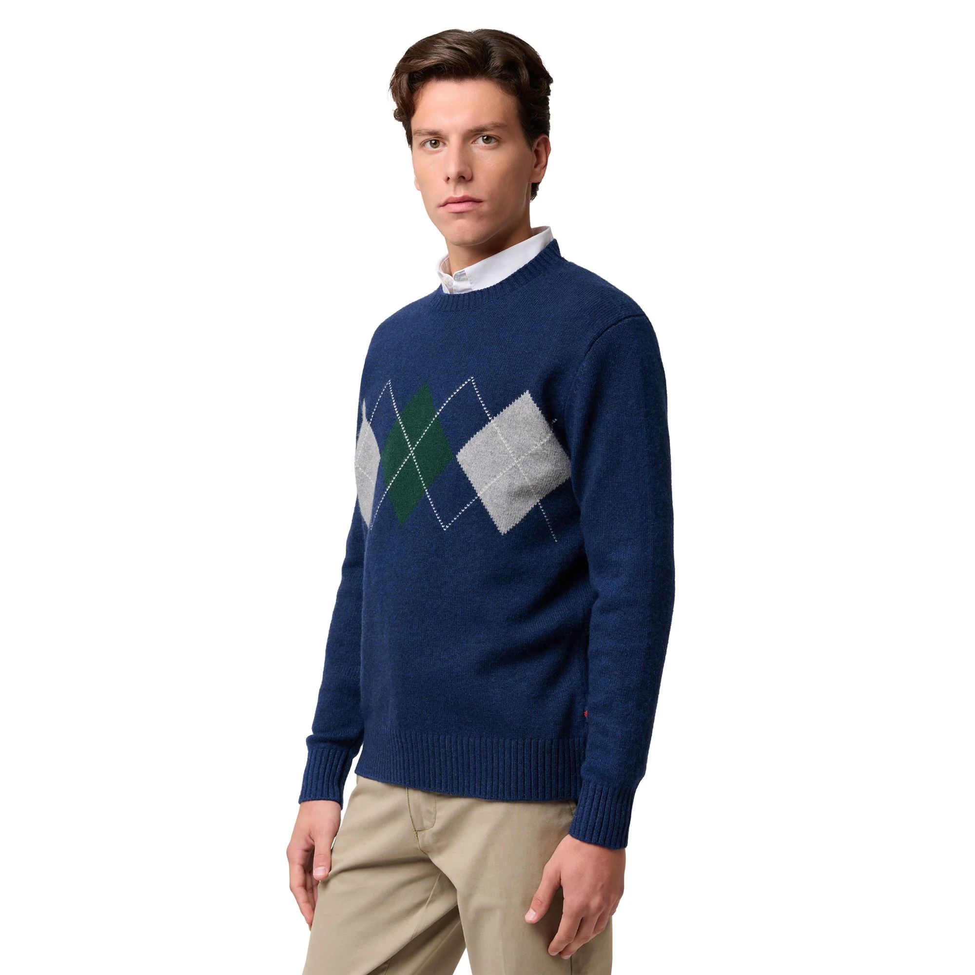 AVALON - KNITWEAR - Pull Over - Man - BLUE IRIS-GREY FROST-GREEN JUNE-WHITE NATURAL
