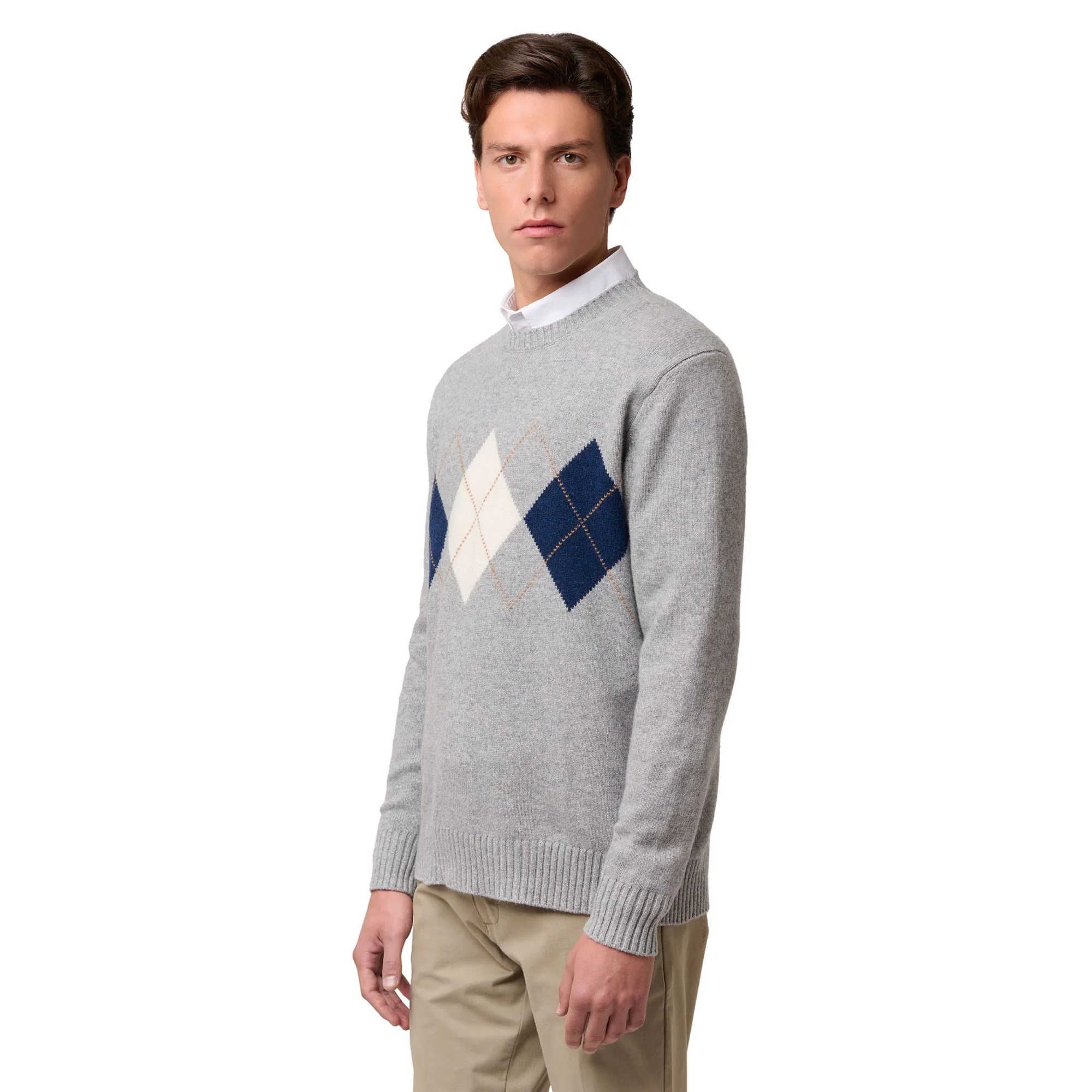 AVALON - KNITWEAR - Pull Over - Man - GREY FROST-BLUE IRIS-WHITE NATURAL-BEIGE COFFEE
