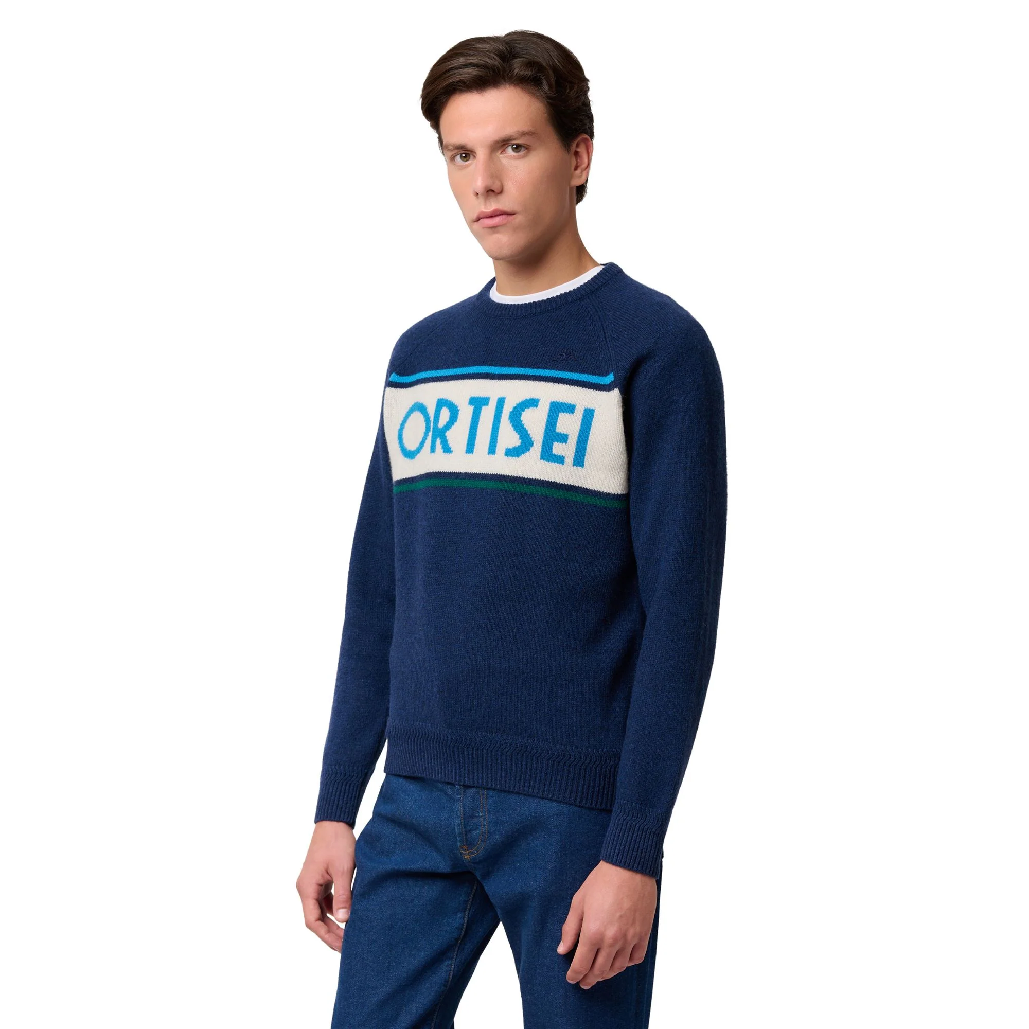 EROI KNIT ORTISEI - KNITWEAR - Jumper - Man - BLUE-WHITE NATURAL-AZURE-GREEN