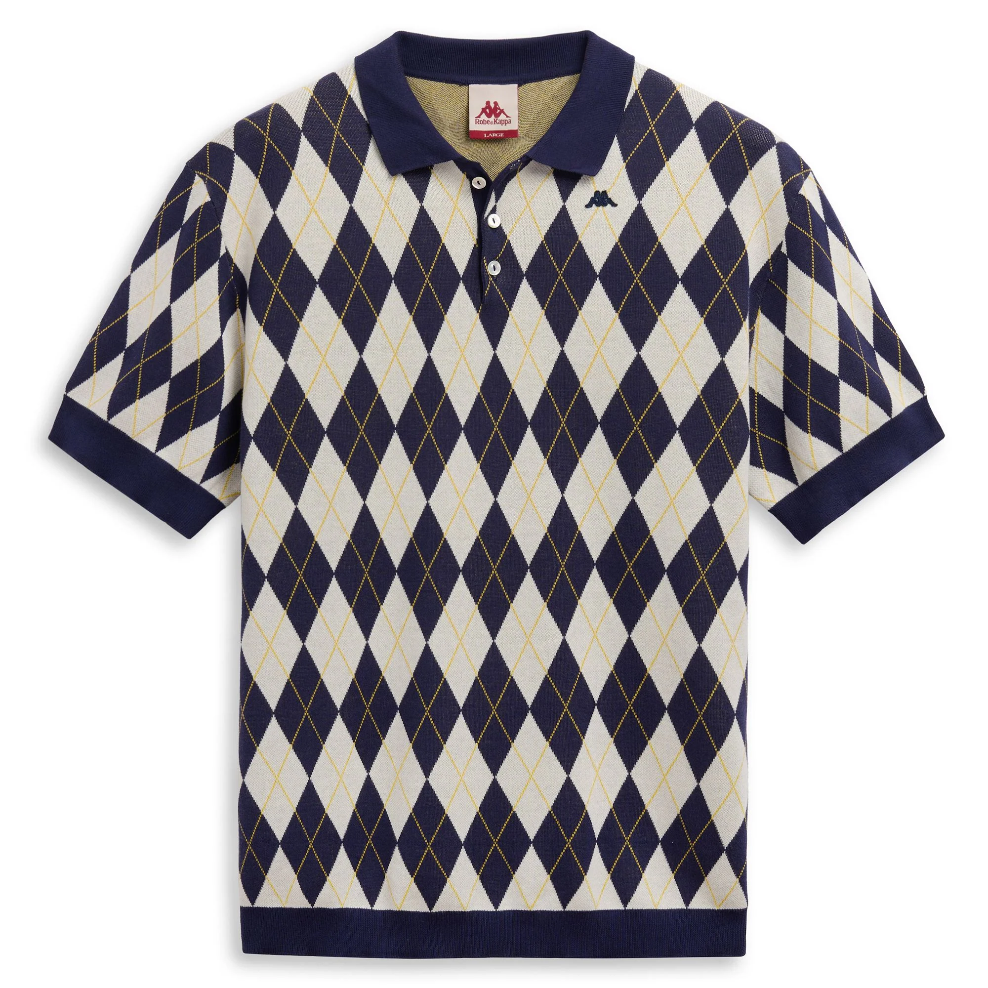ROBE GIOVANI ARGYLL - KNITWEAR - Polo - Man - WHITE MASTICE-BLUE MARINE-YELLOW CHROME